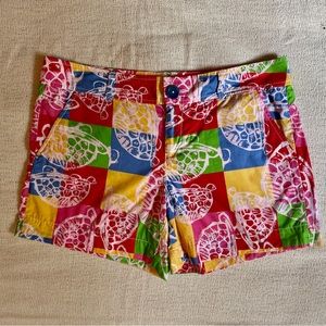 lilly pulitzer turtle color block shorts (with slight pink staining)